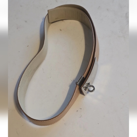 Salvatore Ferragamo Leather Belt Women Beige Logo Luxury - Picture 4 of 11